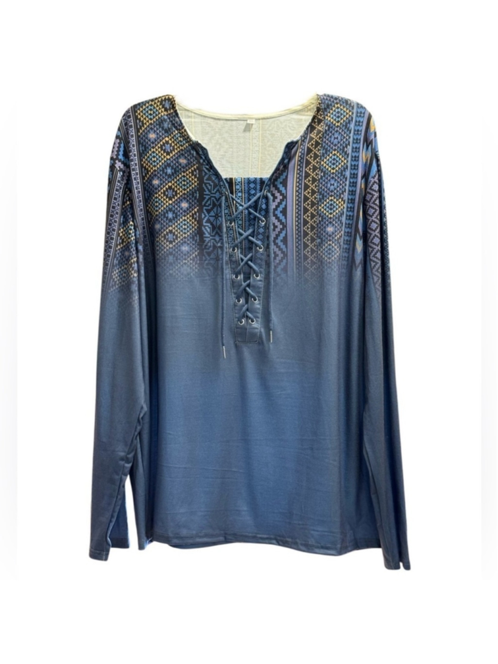 Renaissance Pattern Vintage Long Sleeve Henley Tee Extra Large